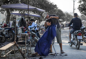 Morning rush at the Sunday market of  Bac Ha