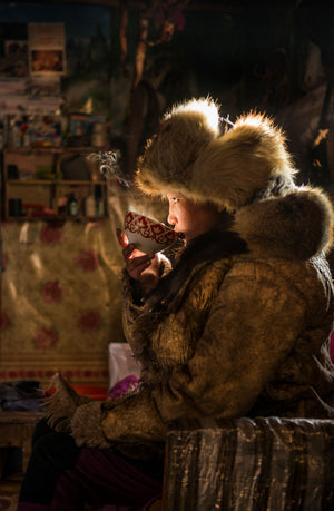 Breakfast, a hot tea bowl with  camel’s milk