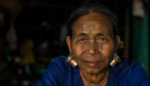 Tattooed-face women of Chin state