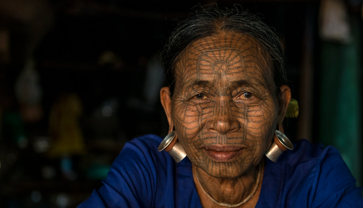 Tattooed-face women of Chin state