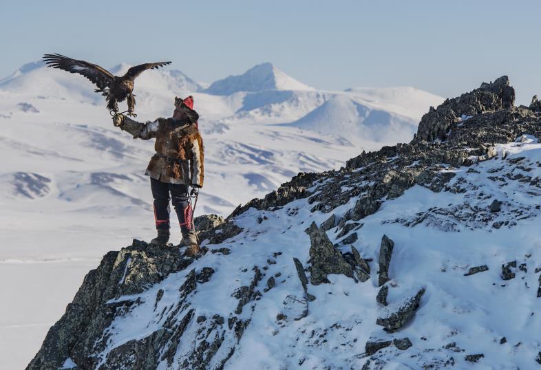 Chochan Tabay  holding his award winning golden eagle