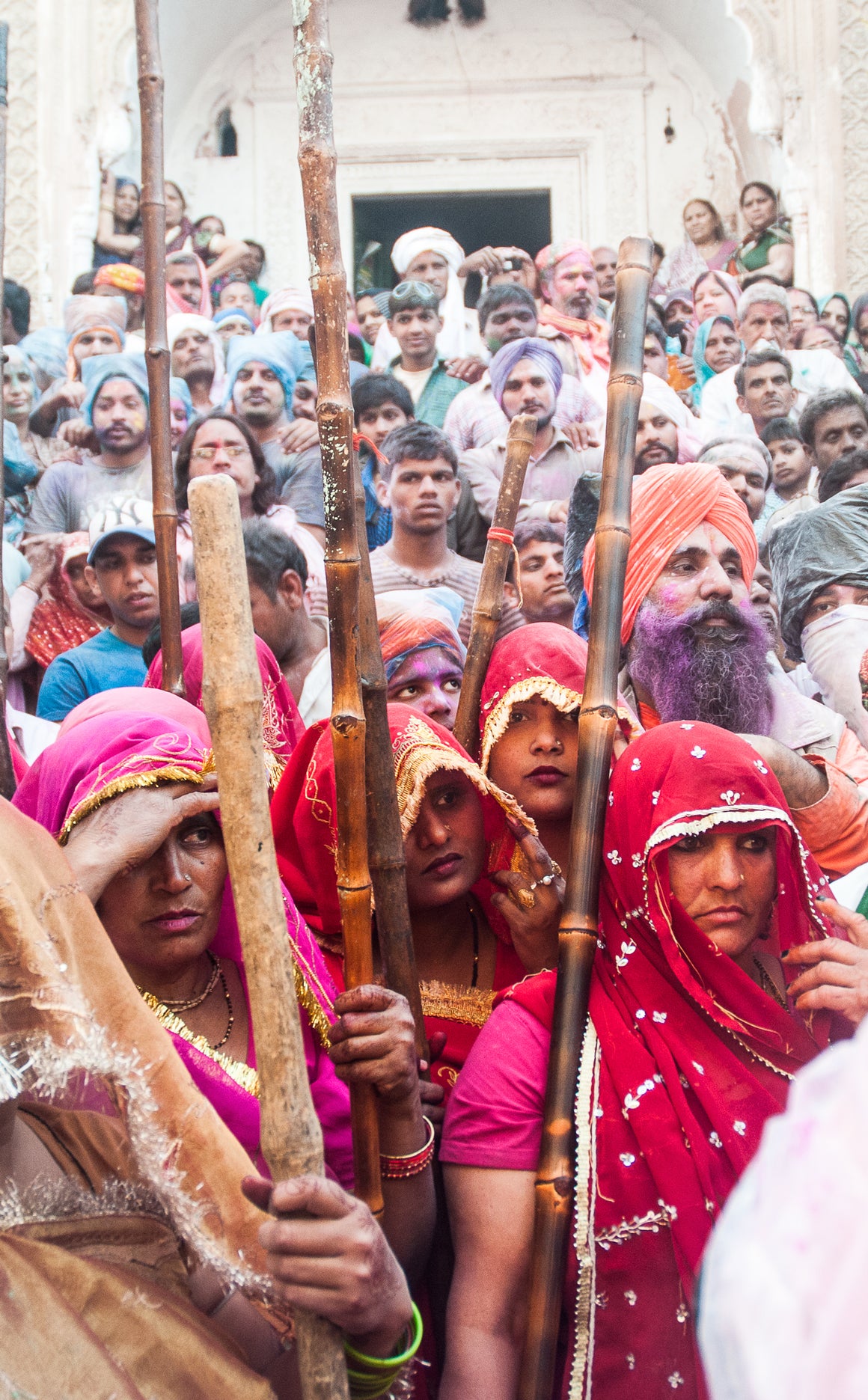 Barsana women waiting to swing the men