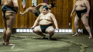 Sumo wrestlers training in their stables